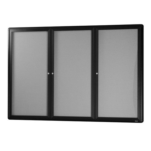 Visionchart BN-HDC-1890SL Be Noticed Hinged Door Notice Case Silver 3 Door 1830 x 915mm