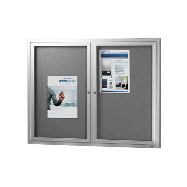 Visionchart BN-HDC-1290SL Be Noticed Hinged Door Notice Case Silver 2 Door 1220 x 915mm