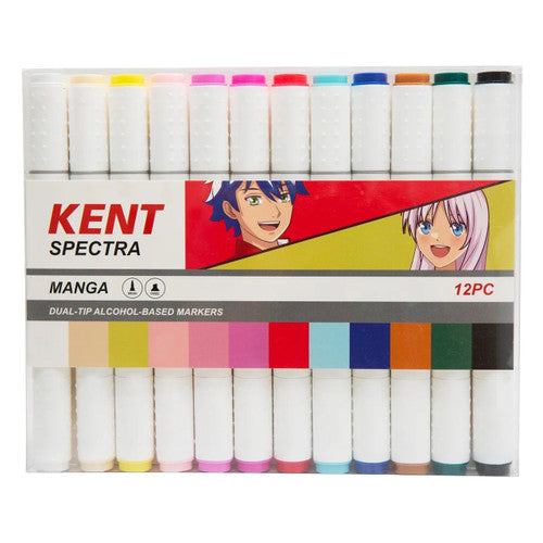 Kent Spectra Brush and Chisel Marker Manga Set of 12