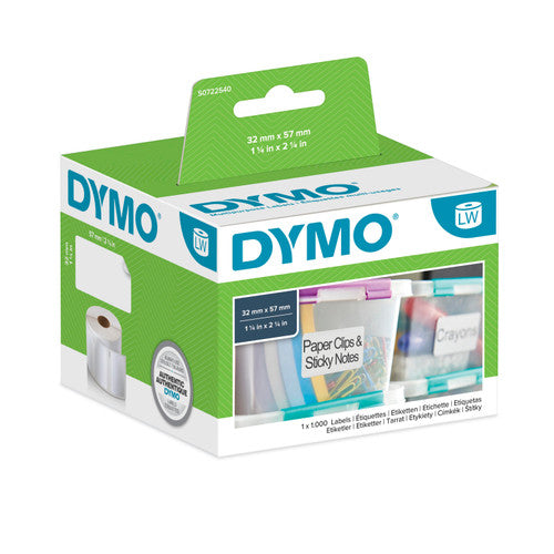 Dymo LabelWriter Multi Purpose Labels 57 x 32mm Single Roll 1000 Labels