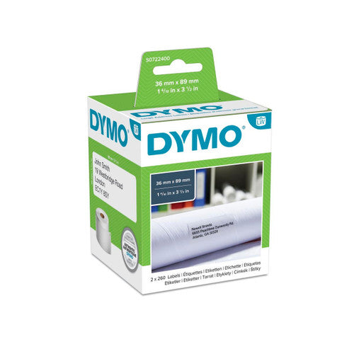 Dymo LabelWriter Address Labels 89 x 36mm Twin Pack 2 Rolls 520 Labels