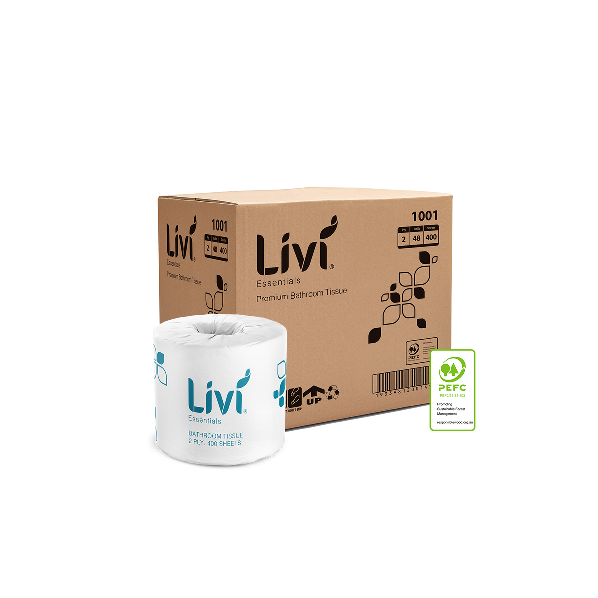 Livi 1001 Essentials Toilet Tissue 2 Ply 400 Sheets Carton 48