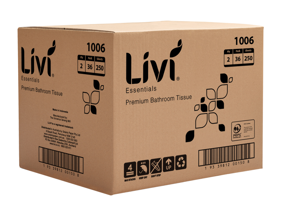 Livi 1006 Essentials Interleaved Toilet Tissue 2 Ply 250 Sheets Carton 36