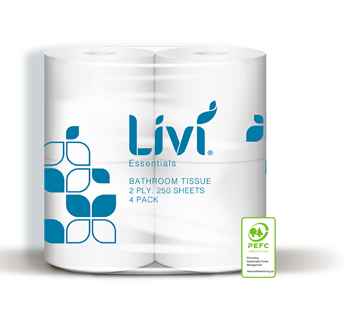 Livi 1008 Jasmine Toilet Tissue Core Scented 2 Ply 250 Sheets 4 Pack Carton 12