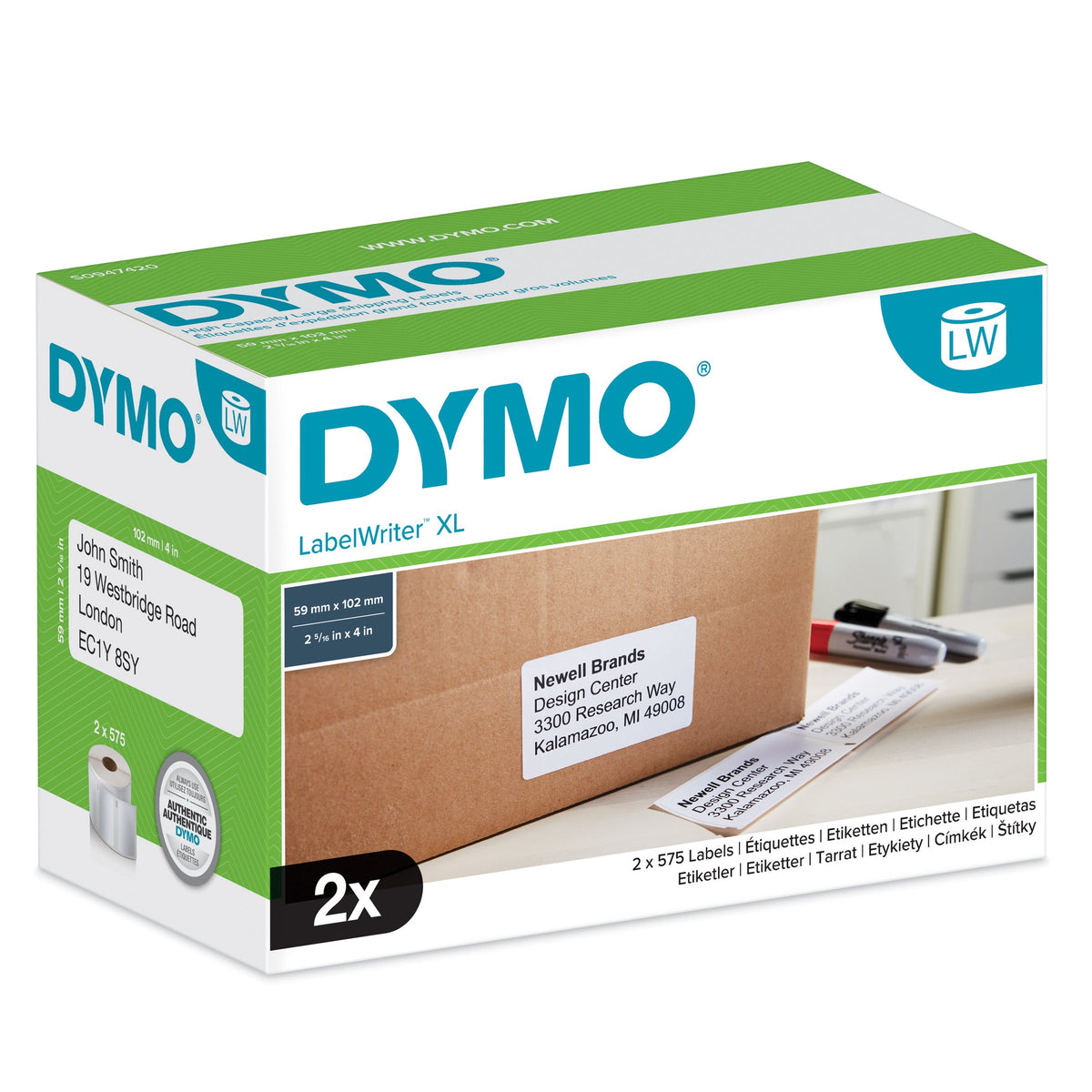 Dymo LabelWriter 4XL 5XL Small Shipping Labels 59 x 102mm Single Roll 575 Labels