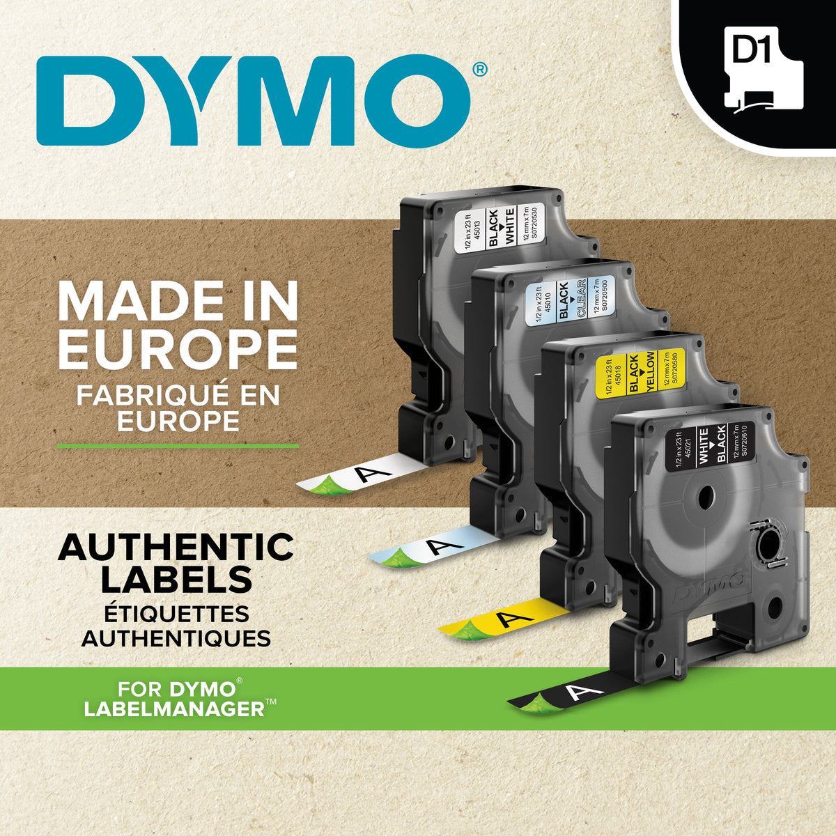 Dymo D1 Label Tape 9mm x 7m Blue on White