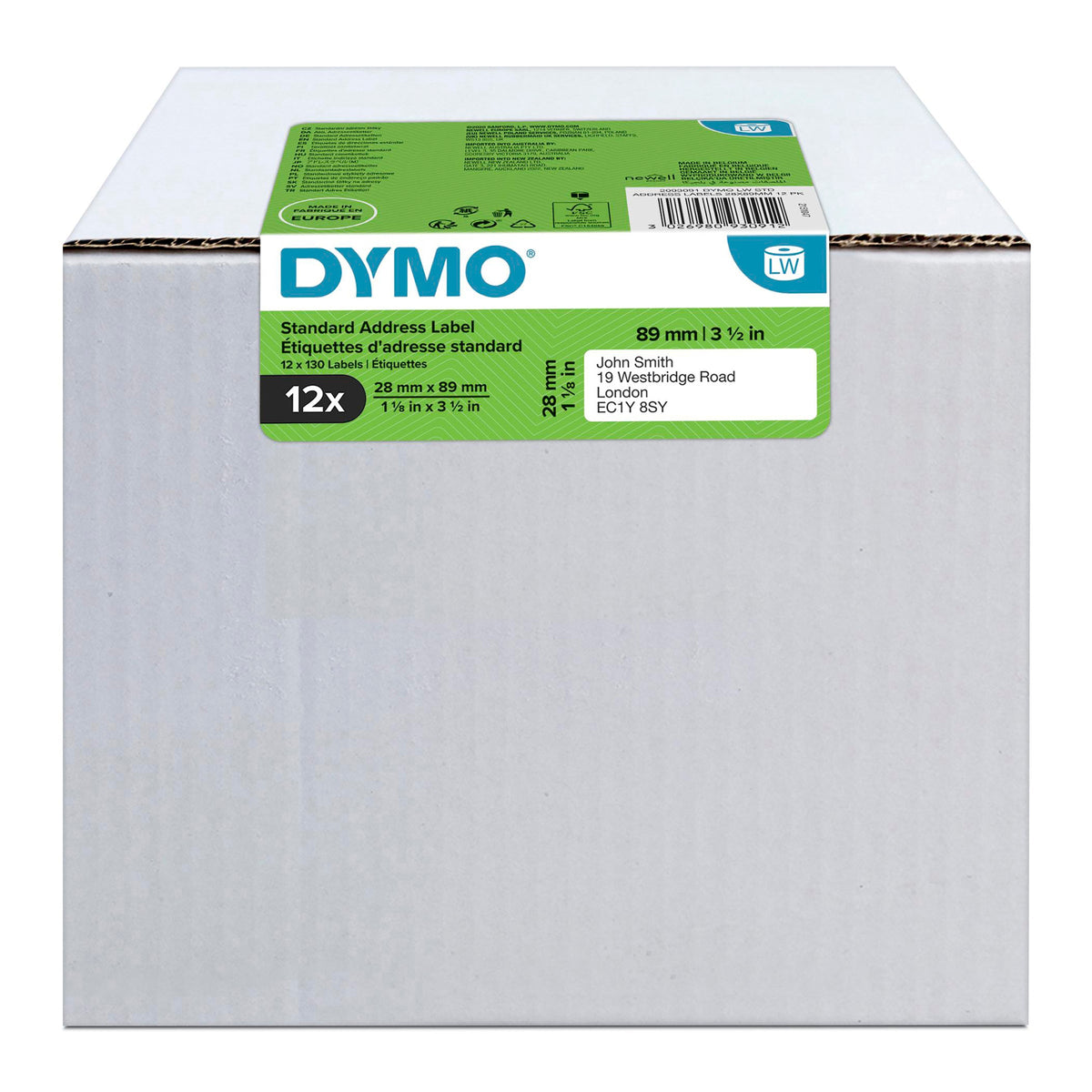 Dymo LabelWriter Mini Bundle Standard Address Labels 28 x 89mm Pack of 12 Rolls
