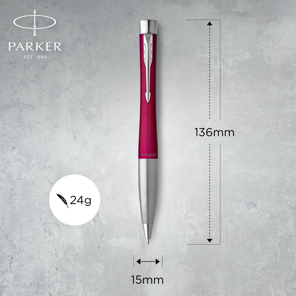 Parker Urban Twist Ballpoint Pen Magenta Lacquer and Chrome Trim Medium Tip
