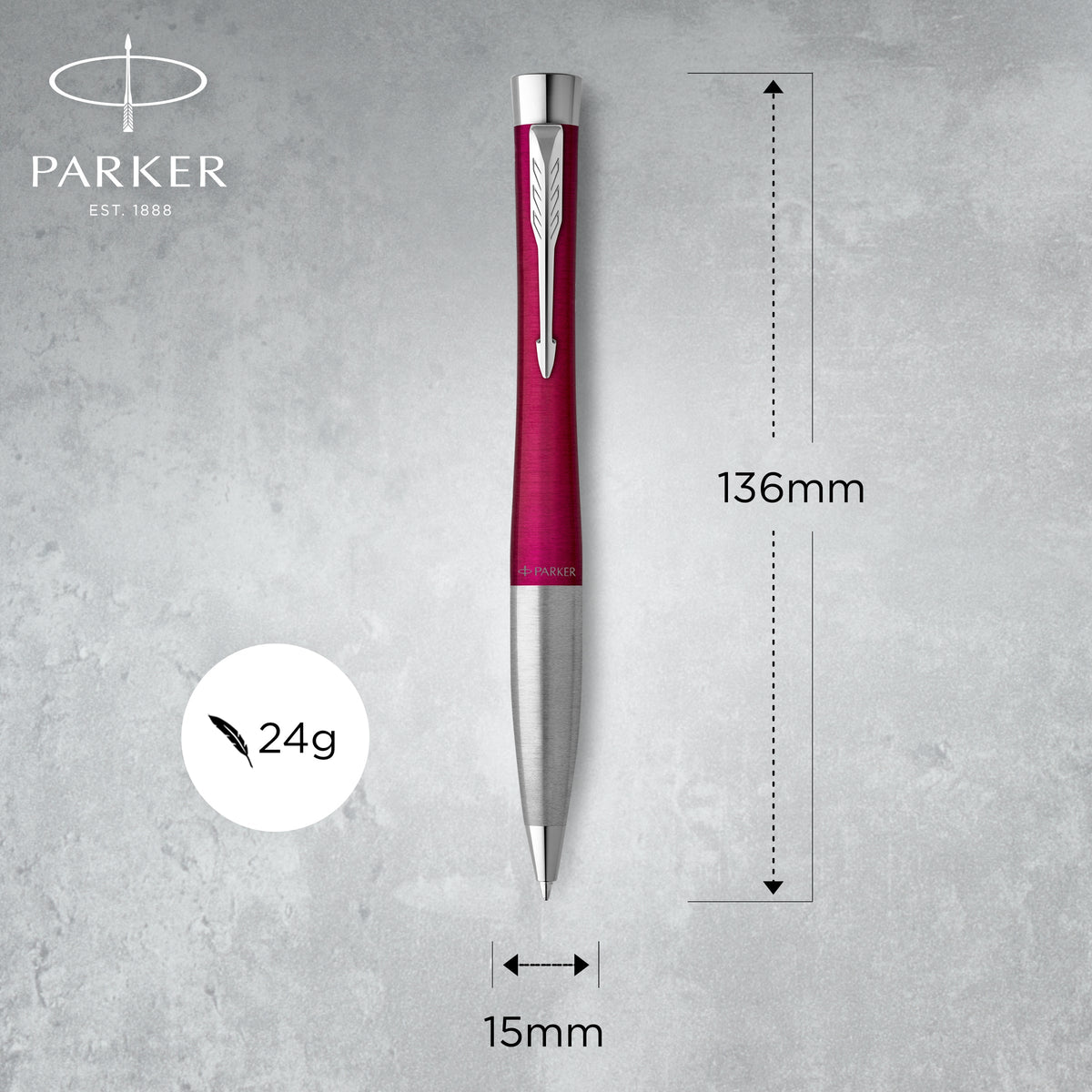 Parker Urban Twist Ballpoint Pen Magenta Lacquer and Chrome Trim Medium Tip