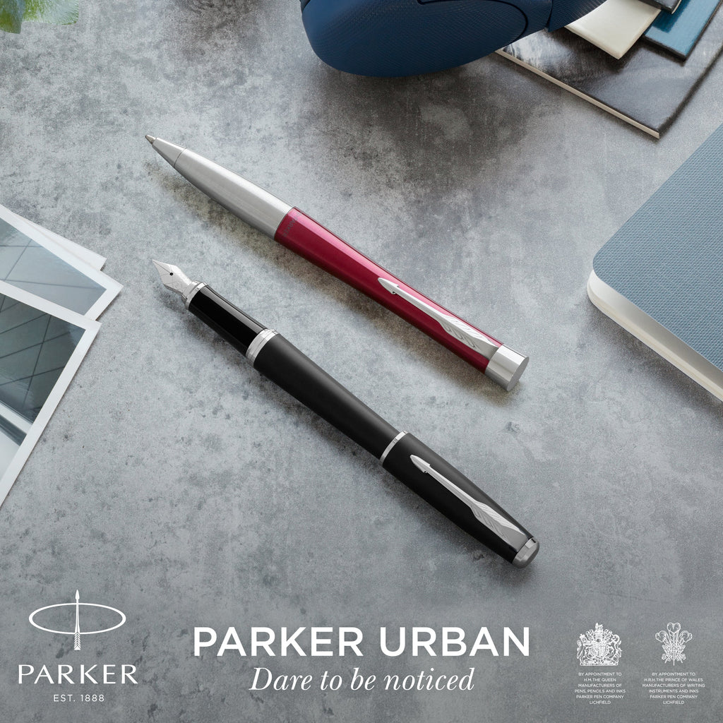 Parker Urban Twist Ballpoint Pen Magenta Lacquer and Chrome Trim Medium Tip