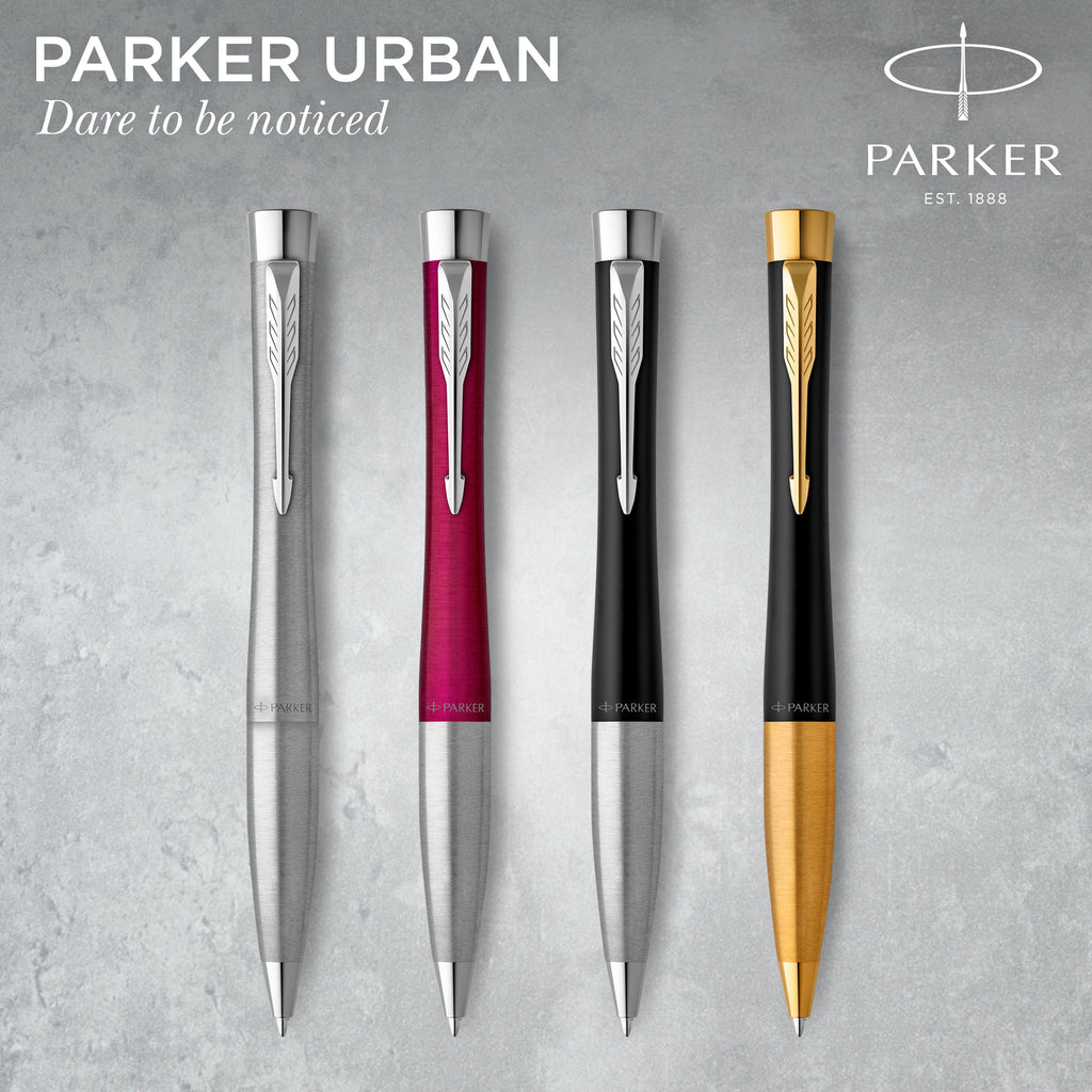 Parker Urban Twist Ballpoint Pen Magenta Lacquer and Chrome Trim Medium Tip