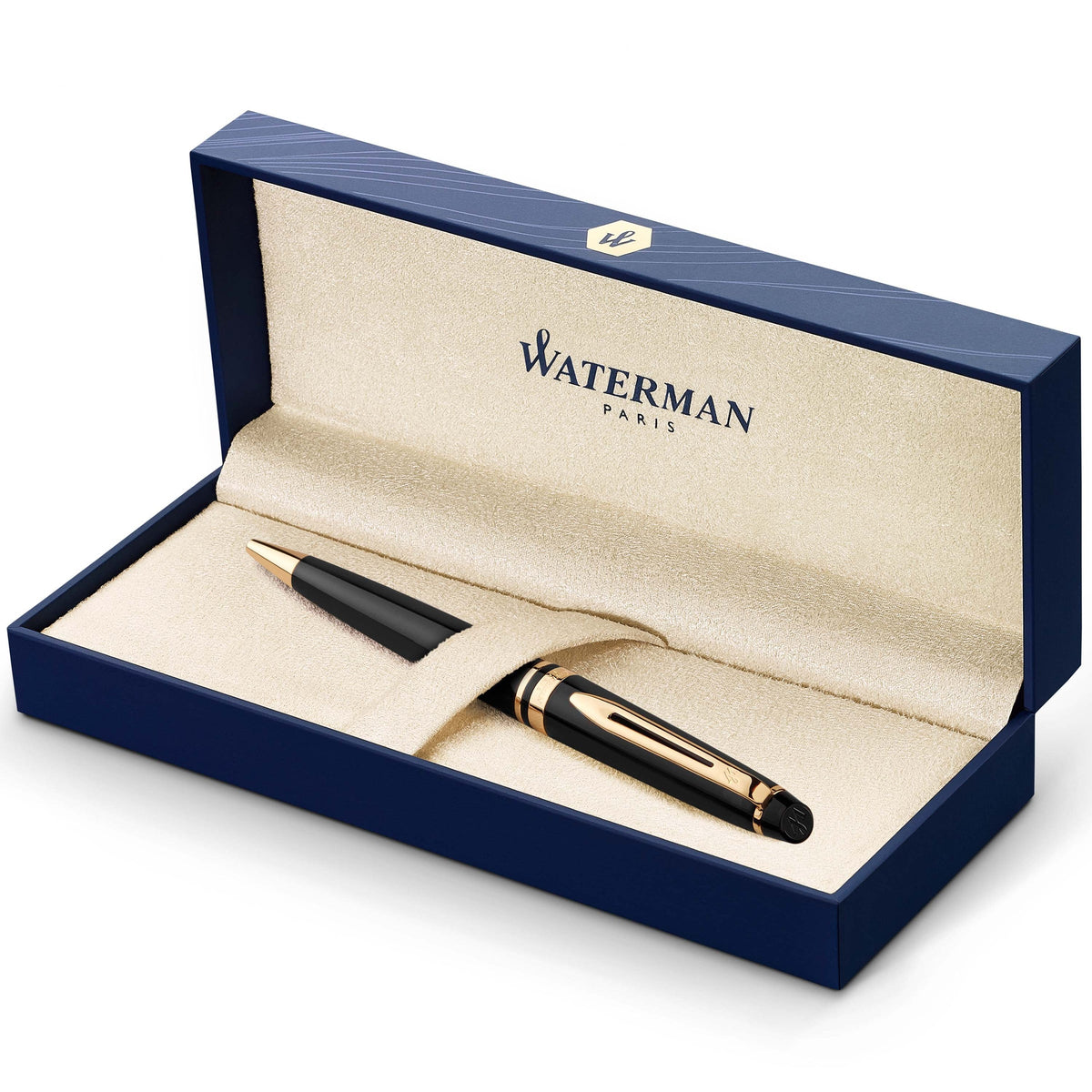 Waterman Expert Black Gold Trim Ballpoint Pen Medium Tip