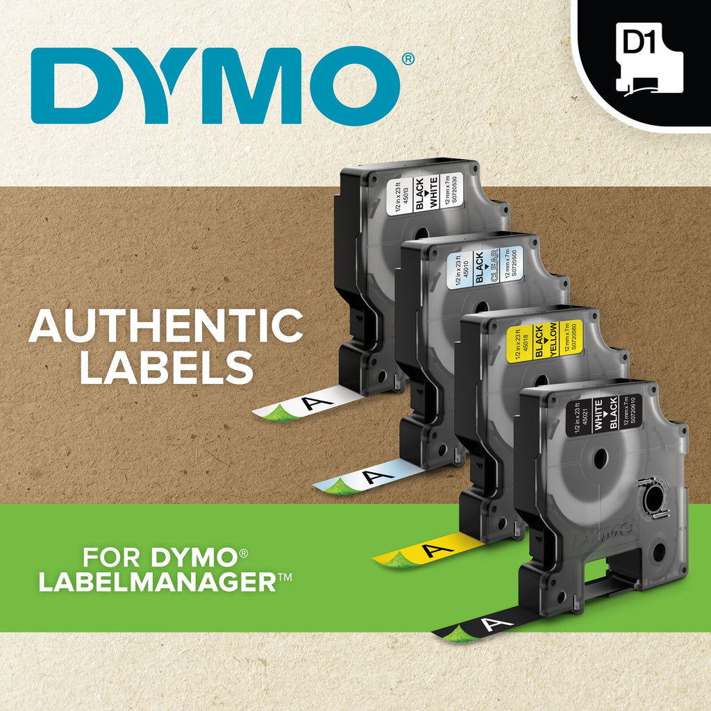 Dymo D1 Durable Label Tape 12mm Black on Orange