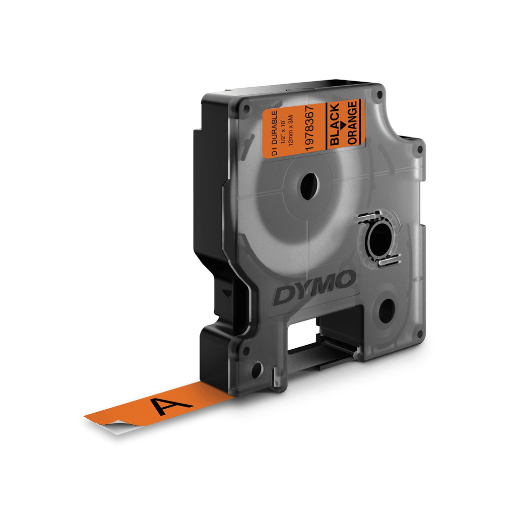 Dymo D1 Durable Label Tape 12mm Black on Orange