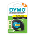 Dymo LetraTag Label Tape 12mm x 4m Black on Yellow Plastic Single Roll