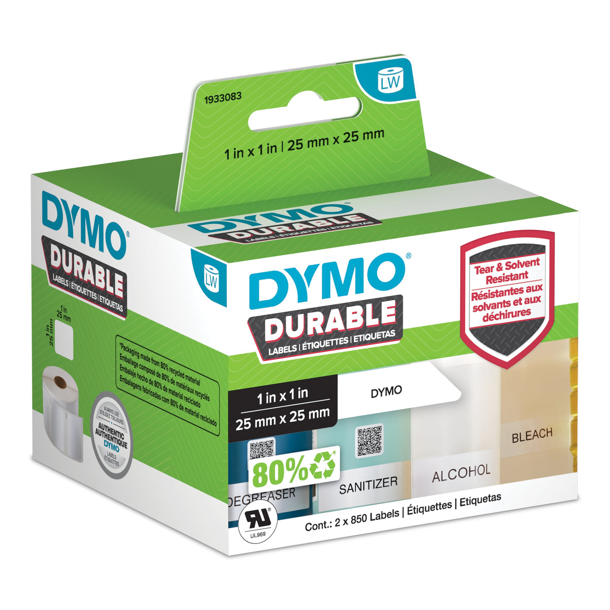 Dymo LabelWriter Durable Labels 25 x 25mm Roll of 1700