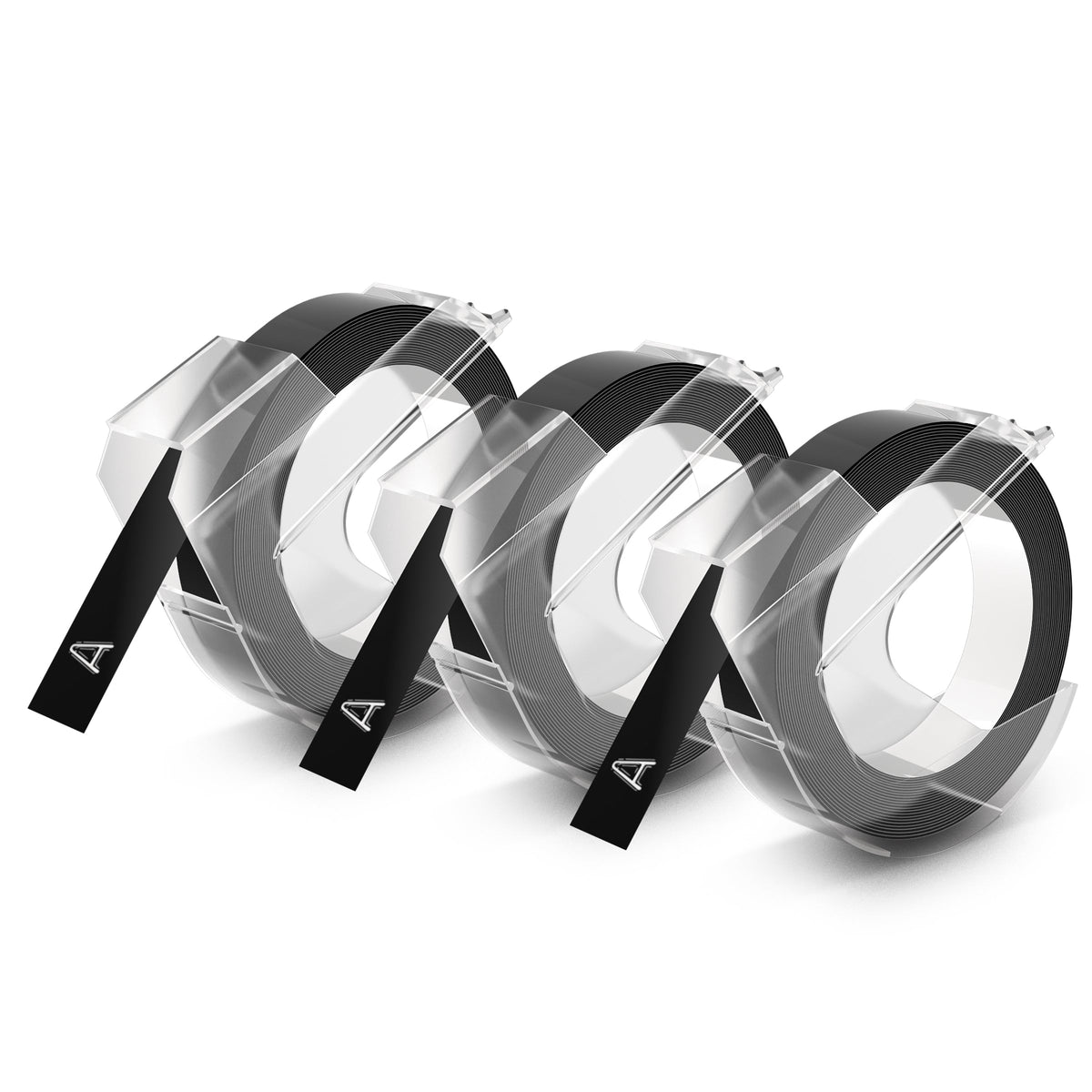 Dymo Tapewriter Embossing Tape 9mm x 3m Black Plastic Pack of 3 Rolls
