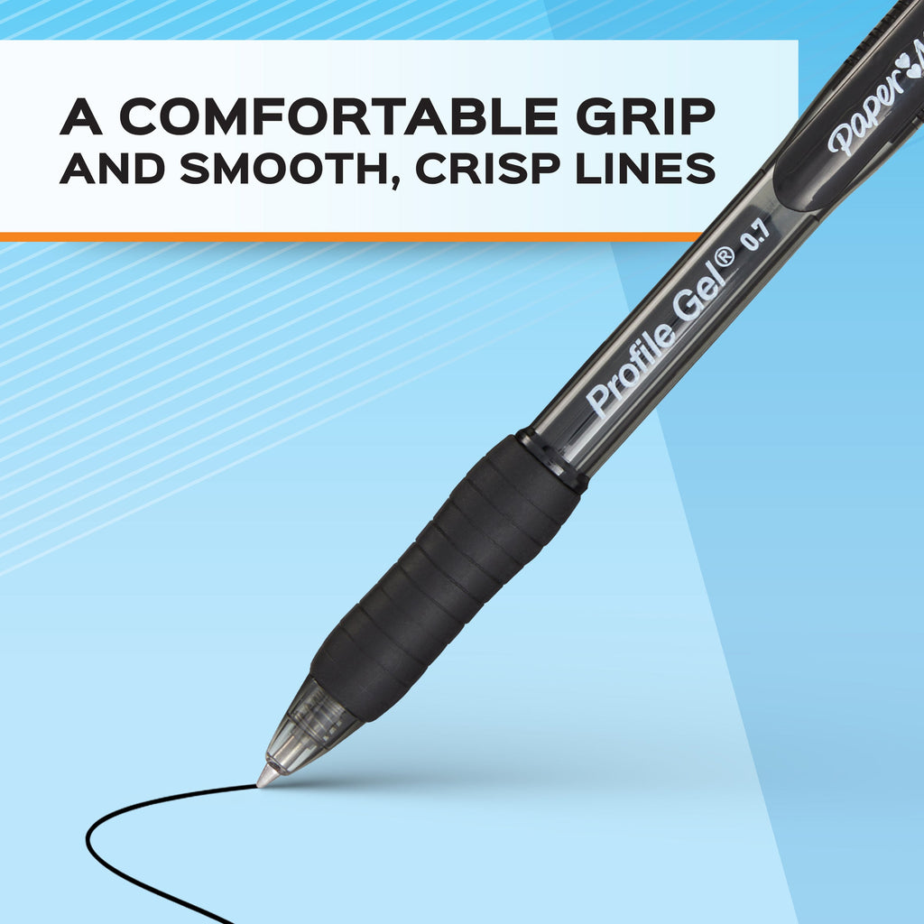 Papermate Profile Retractable Gel Pen Medium 0.7mm Black Box of 12