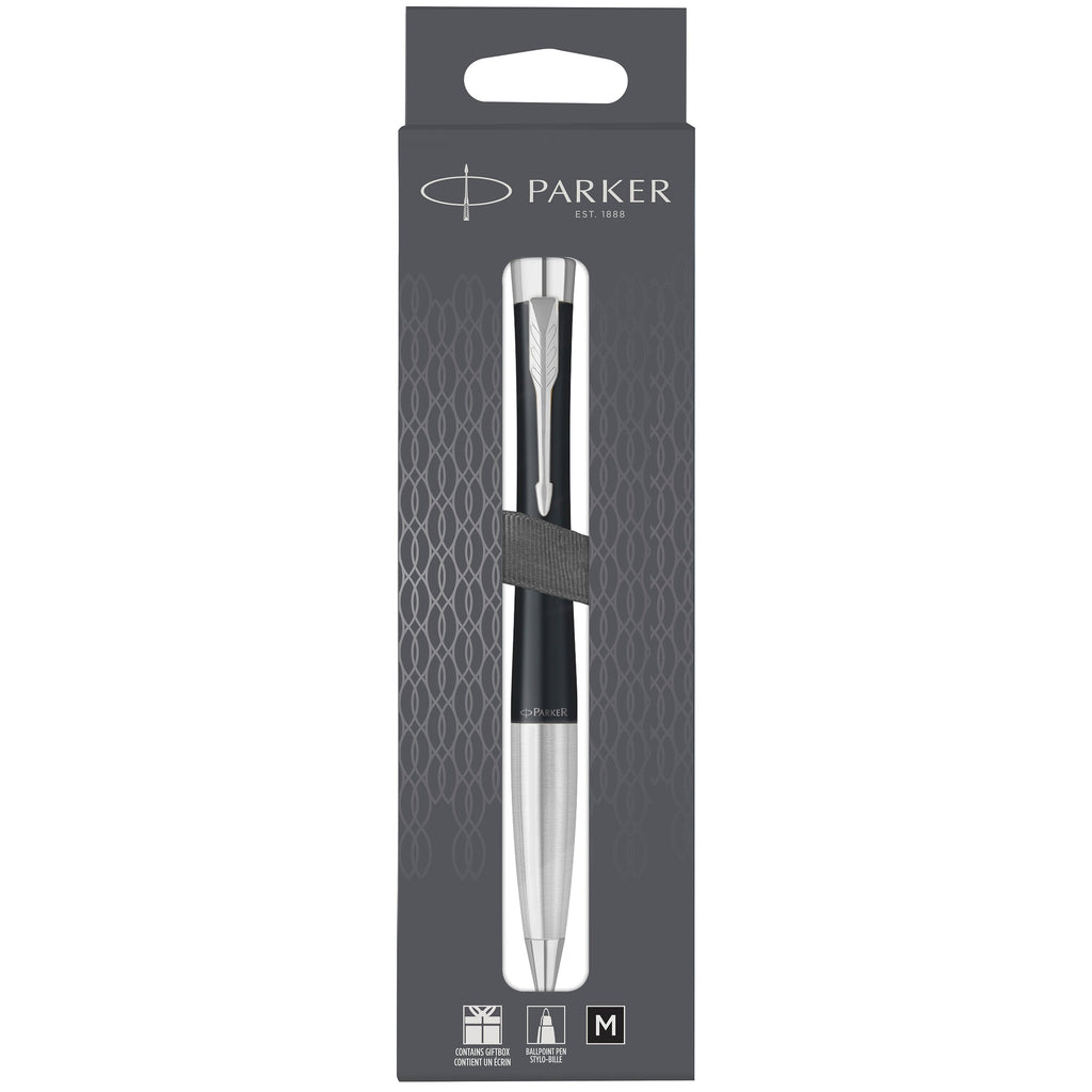 Parker Urban Twist Ballpoint Pen Muted Black Lacquer Chrome Trim Medium Tip
