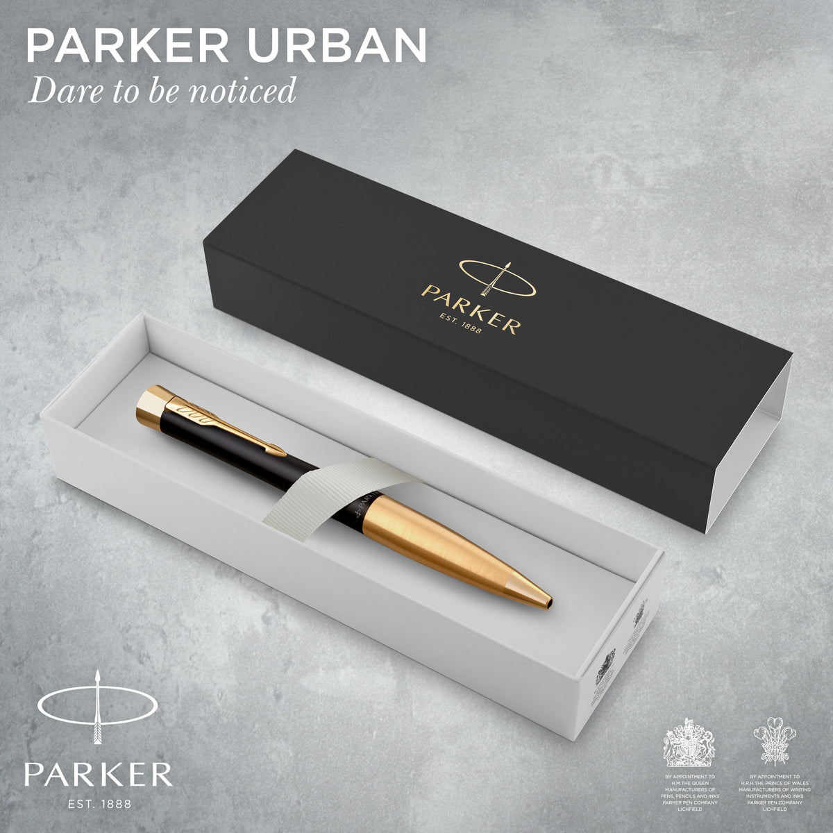 Parker Urban Twist Ballpoint Pen Muted Black Lacquer and Gold Trim Medium Tip