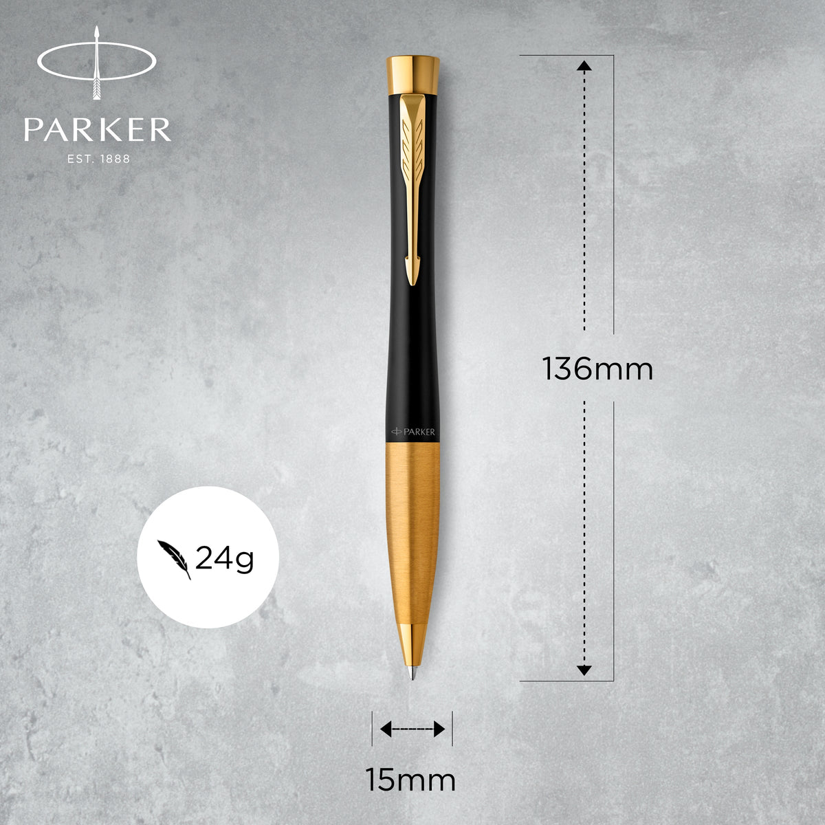 Parker Urban Twist Ballpoint Pen Muted Black Lacquer and Gold Trim Medium Tip