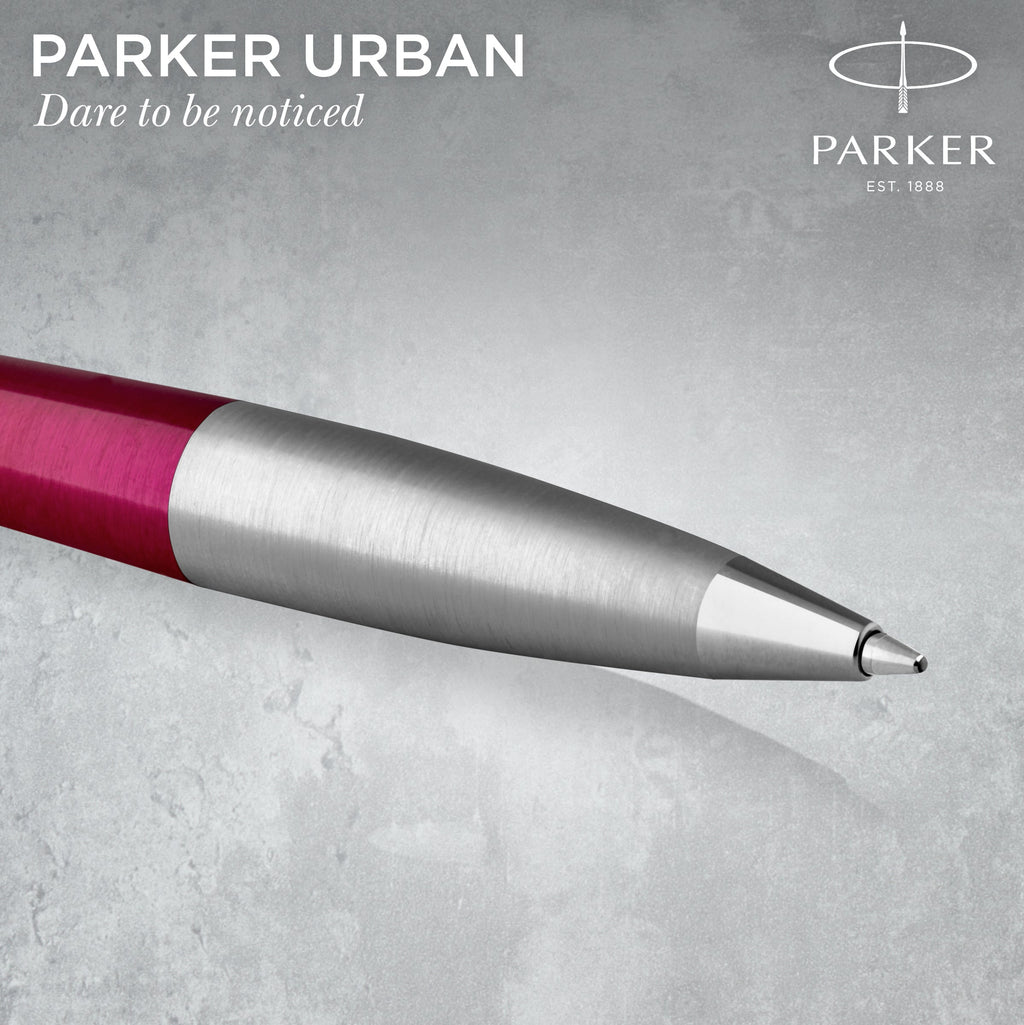 Parker Urban Twist Ballpoint Pen Magenta Lacquer and Chrome Trim Medium Tip