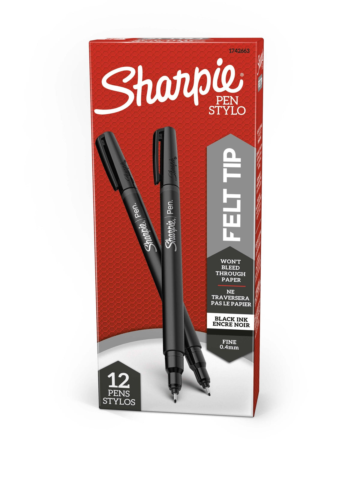 Sharpie Fineliner Pen 0.4mm Felt Tip Black Box of 12