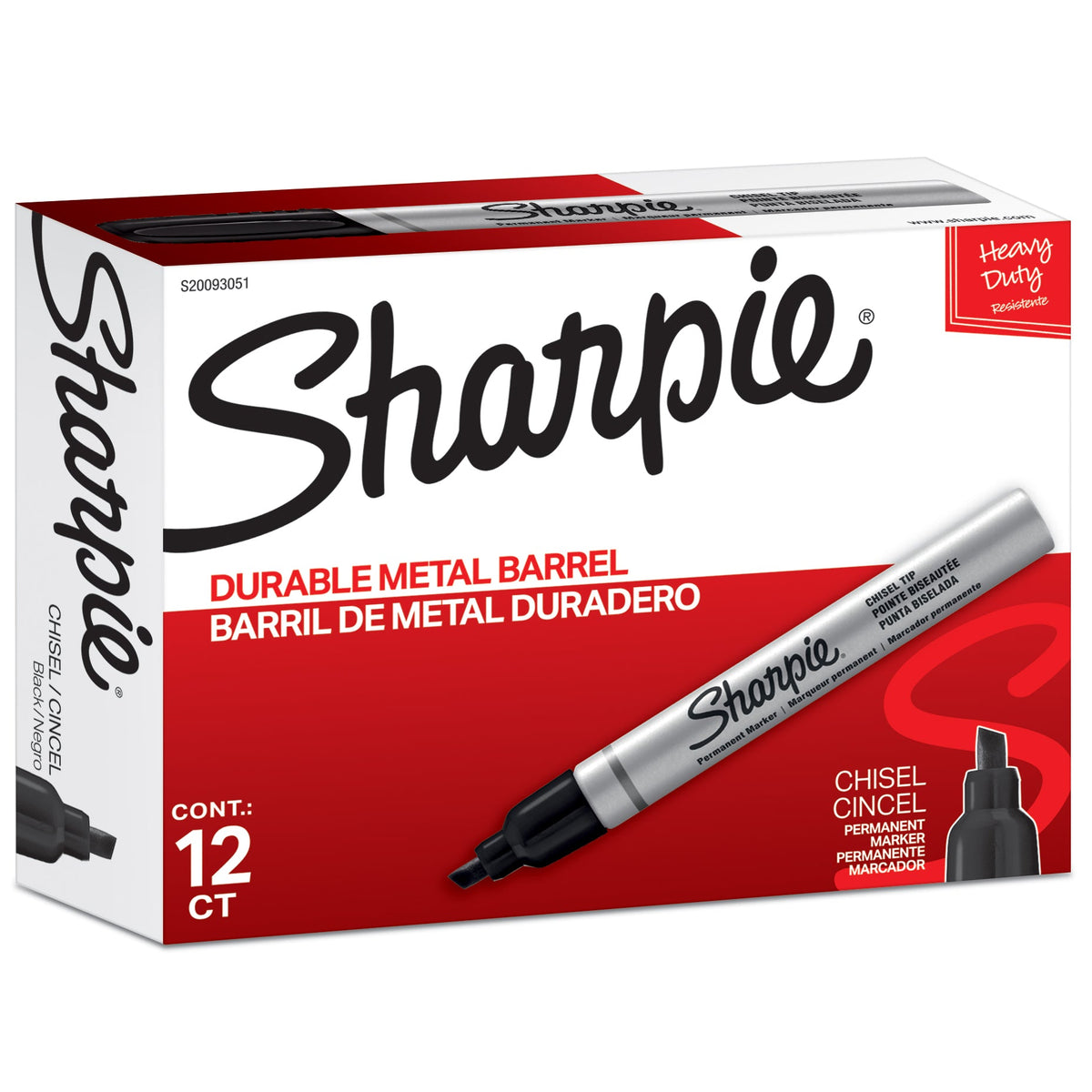 Sharpie Metal Permanent Marker Chisel Tip Black Box of 12