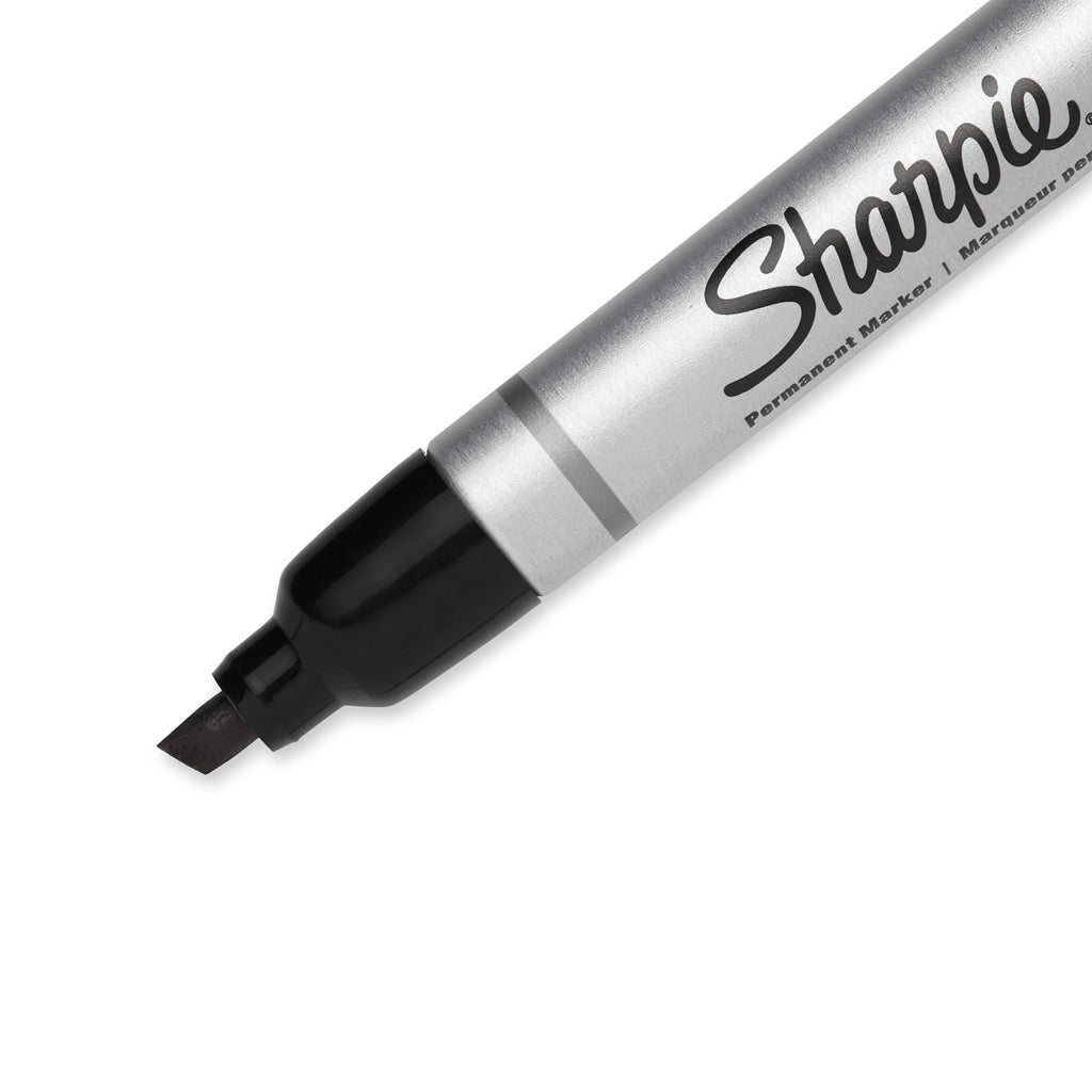 Sharpie Metal Permanent Marker Chisel Tip Black Box of 12