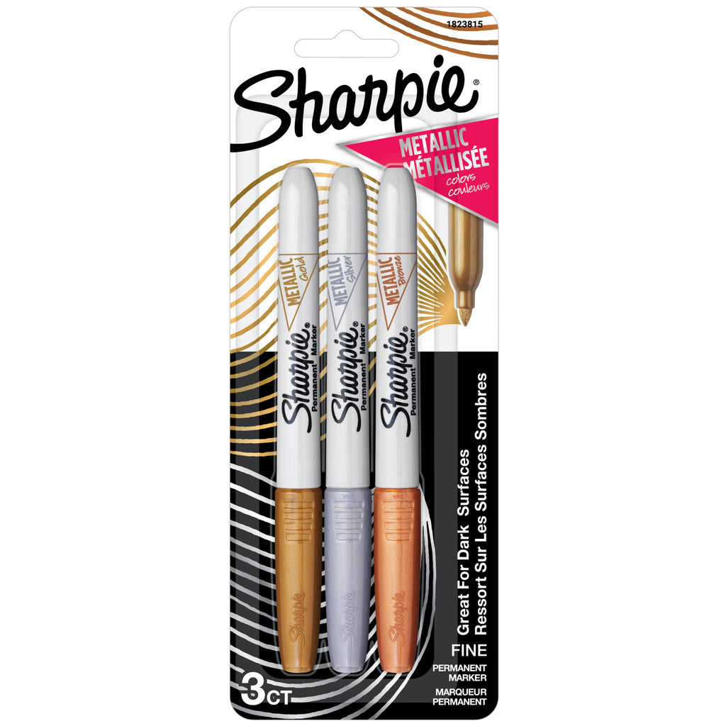 Sharpie Metallic Permanent Marker Fine Point Assorted Pack of 3