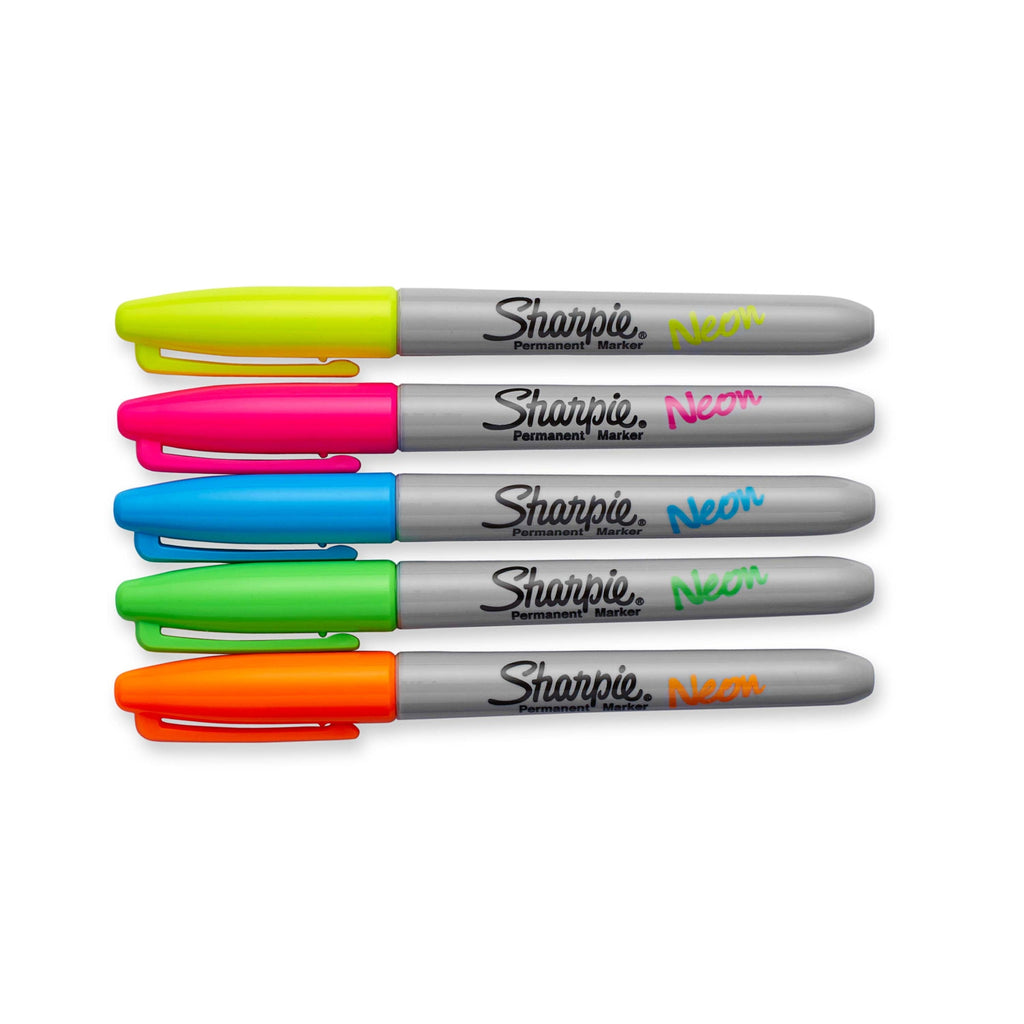 Sharpie Neon Permanent Marker Fine Point Assorted Pack of 5