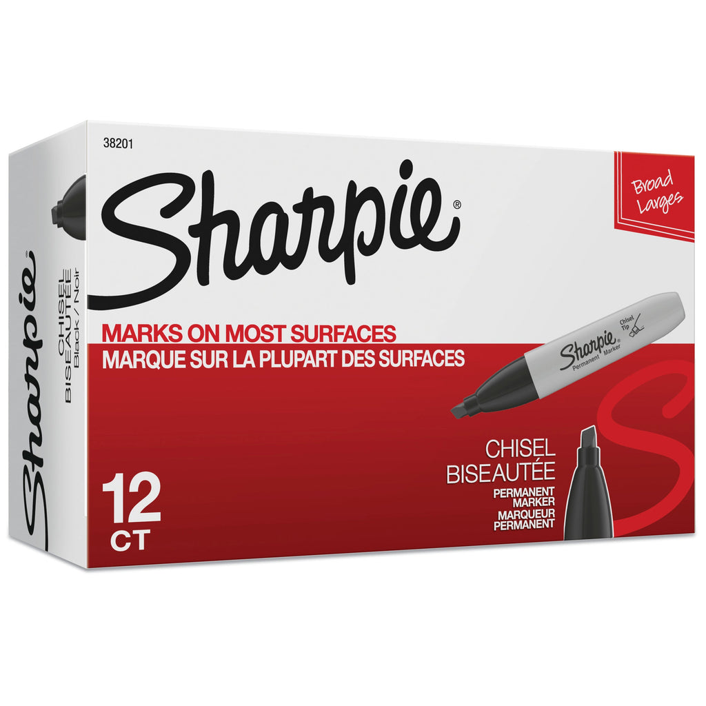 Sharpie Permanent Marker Chisel Tip Black Box of 12