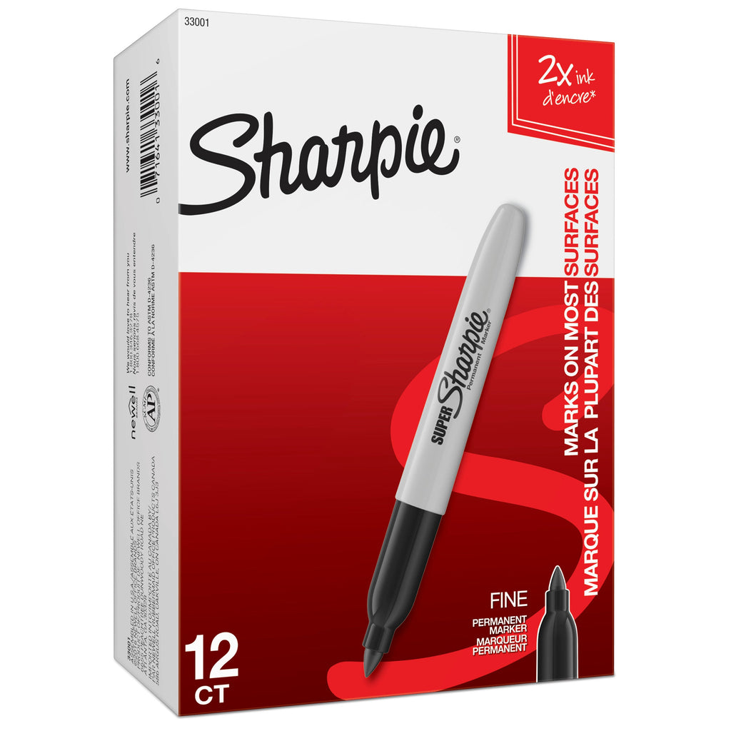 Sharpie Super Permanent Marker Fine Point Black Box of 12