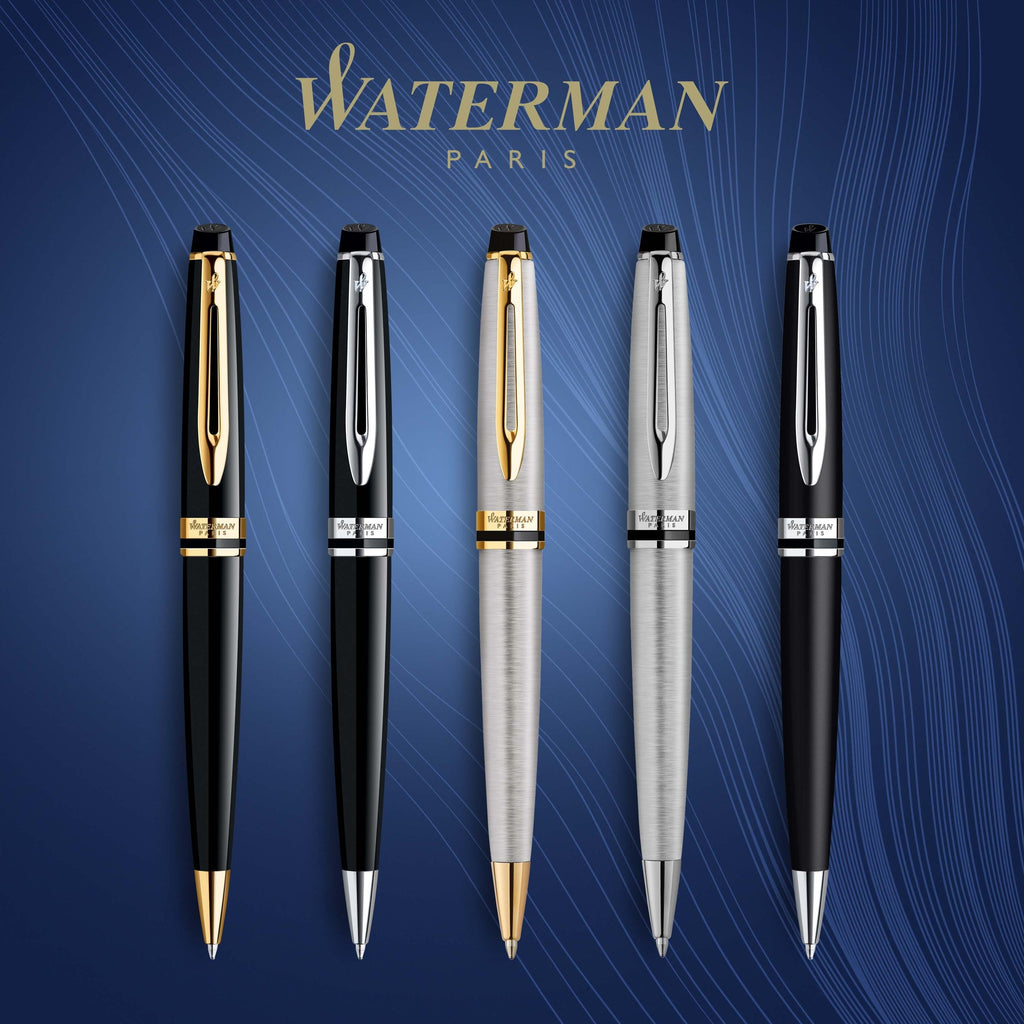 Waterman Expert Black Gold Trim Ballpoint Pen Medium Tip