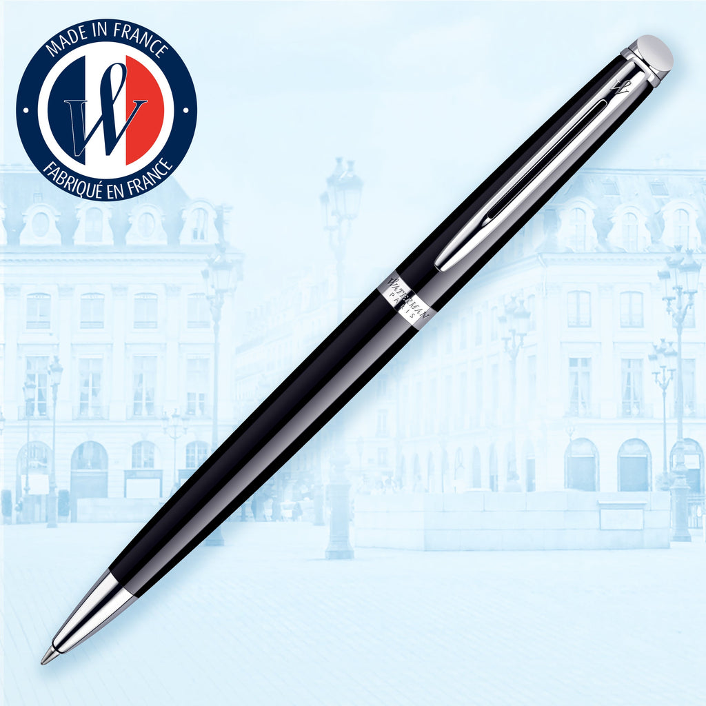Waterman Hemisphere Black Lacquer Chrome Trim Ballpoint Pen in Box