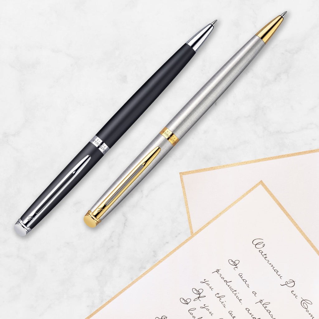 Waterman Hemisphere Black Lacquer Chrome Trim Ballpoint Pen in Box