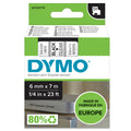 Dymo D1 Label Tape 6mm x 7m Black on Clear