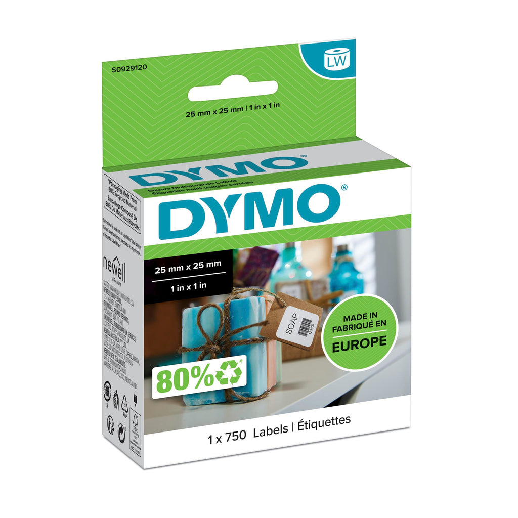 Dymo LabelWriter Square Multi Purpose Labels 25 x 25mm Single Roll 750 Labels