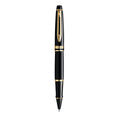 Waterman Expert Black Lacquer Gold Trim Rollerball Pen in Box