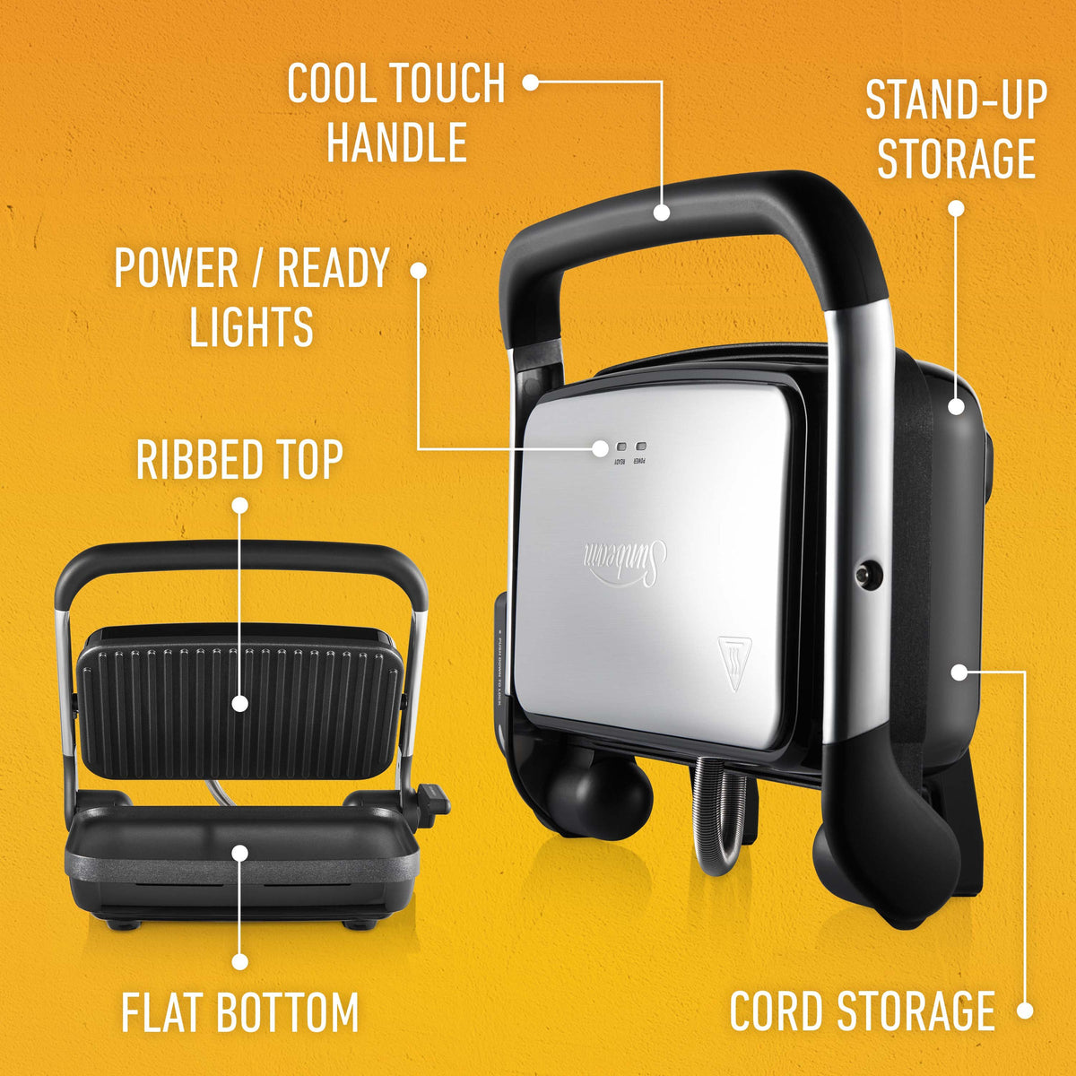 Sunbeam Caf̩ Style 2 Slice Sandwich Press and Grill Stainless
