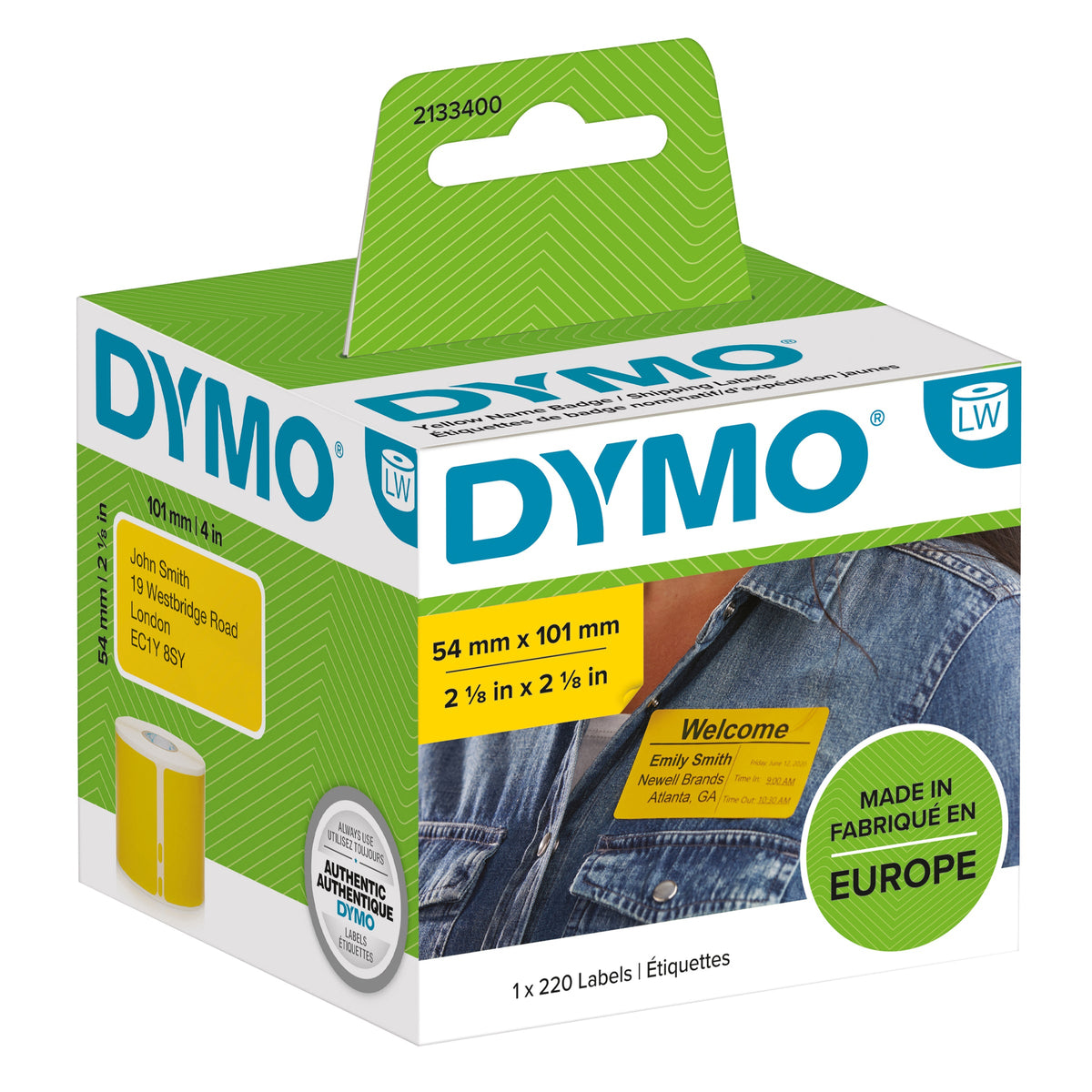 Dymo LabelWriter Shipping Labels Yellow 54 x 101mm Single Roll 220 Labels