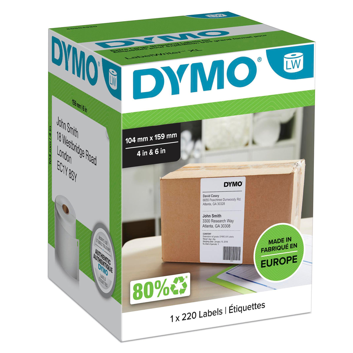 Dymo LabelWriter 4XL 5XL Extra Large Shipping Labels 104 x 159mm Single Roll 220 Labels