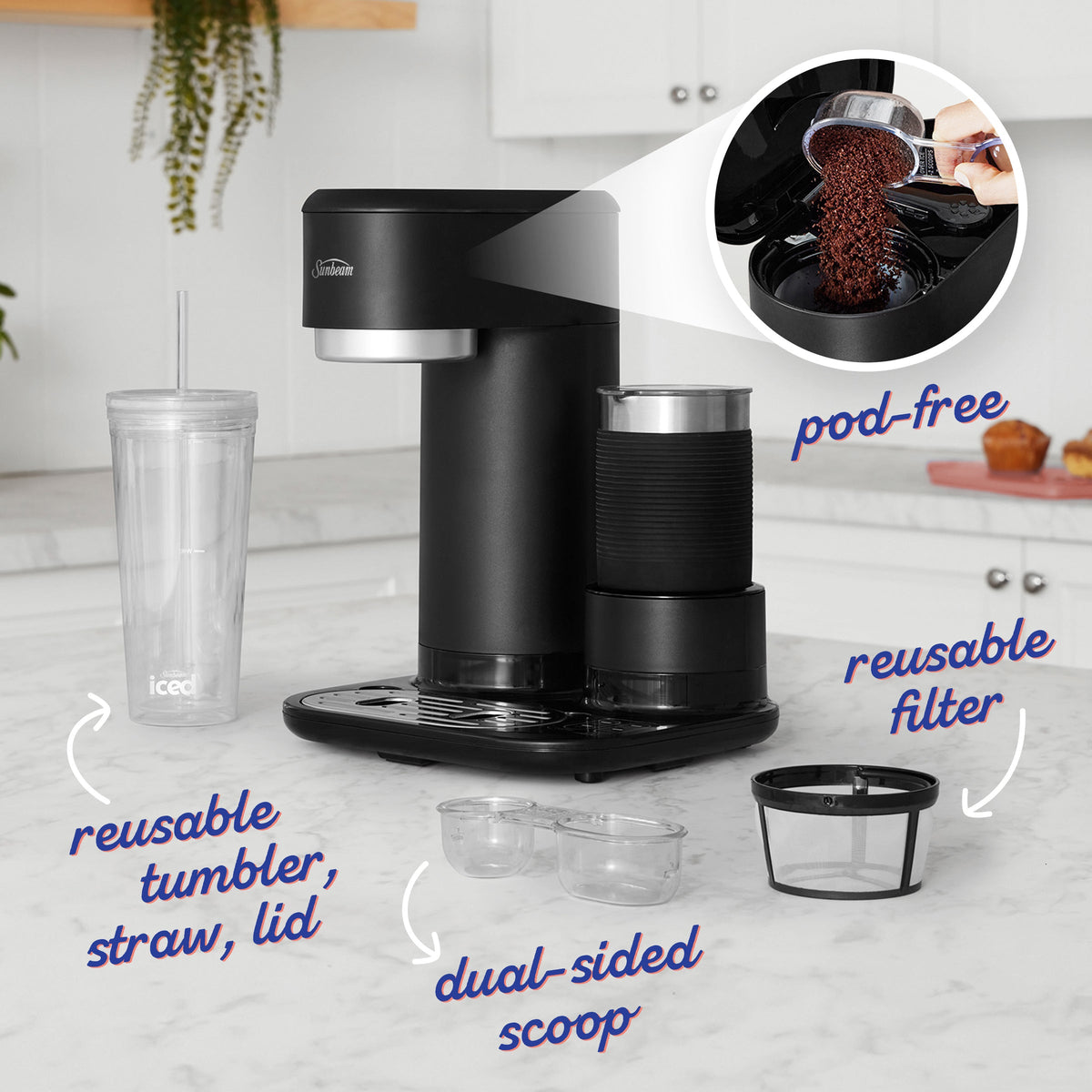 Sunbeam Iced + Hot Coffee Machine Black