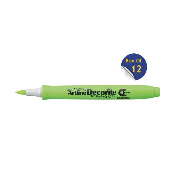 Artline Decorite Marker Brush Yellow Green Box of 12