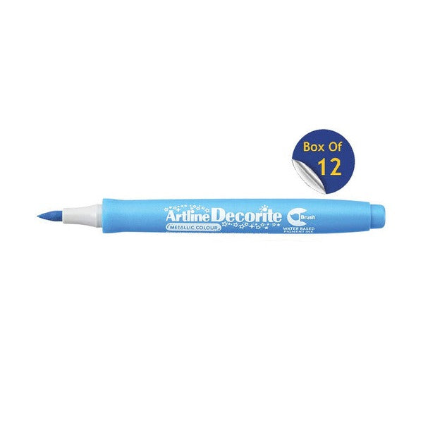 Artline Decorite Marker Brush Metallic Blue Box of 12