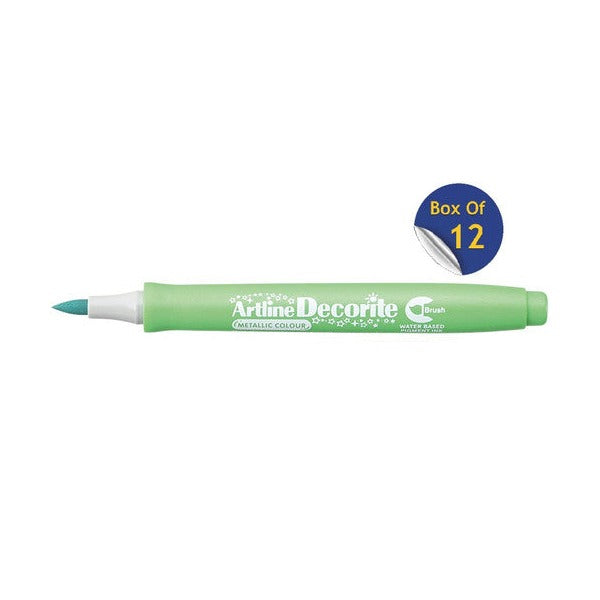 Artline Decorite Marker Brush Metallic Green Box of 12
