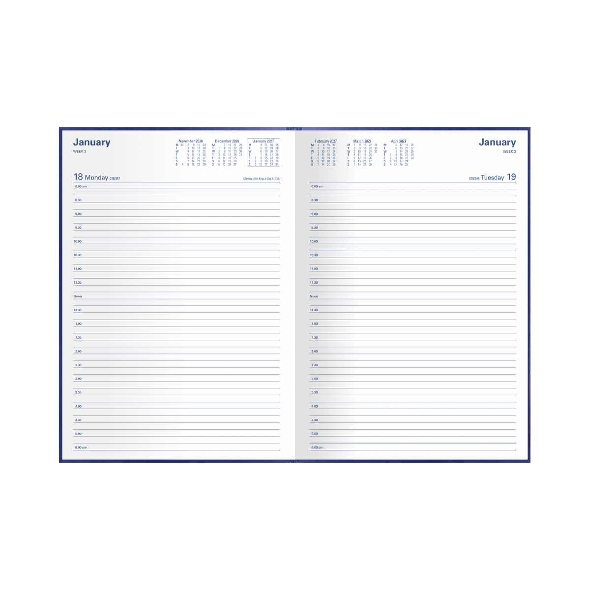 Collins Kingsgrove Diary 2027 A4 Day to a Page Blue