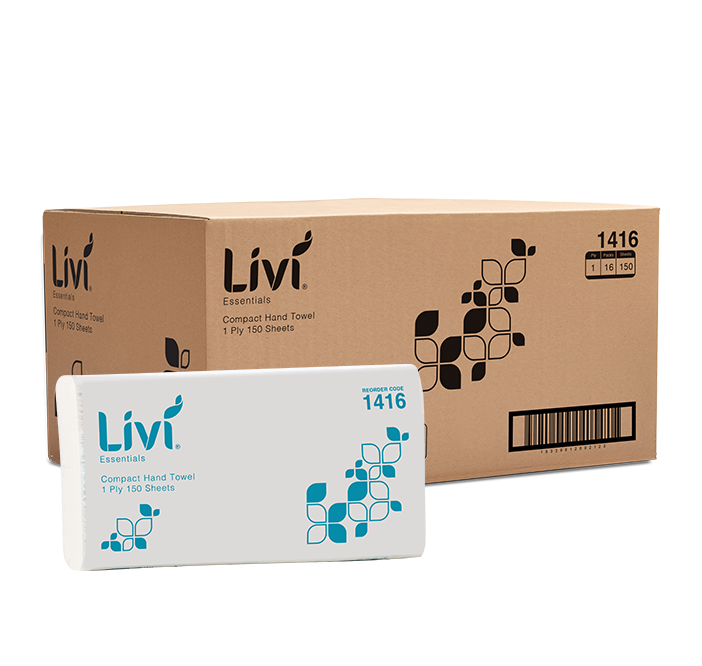 Livi 1416 Essentials Compact Towel 1 Ply 150 Sheets Carton 16