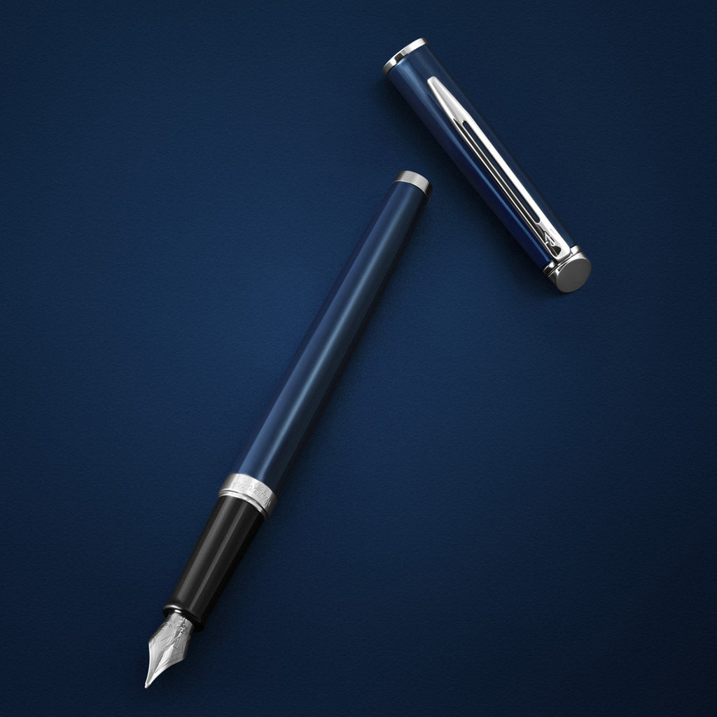 Waterman Hemisphere Blue Lacquer Chrome Trim Fountain Pen Medium Nib