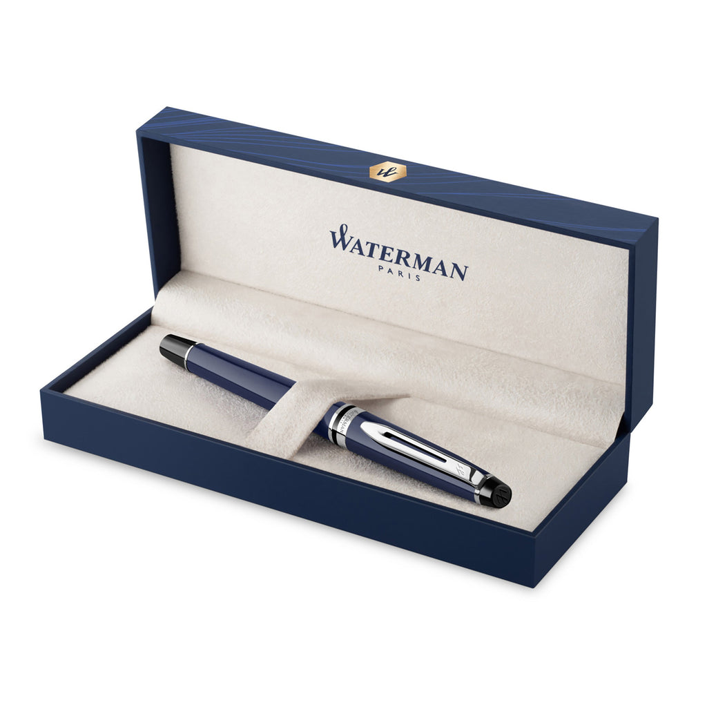Waterman Expert Blue Lacquer Fountain Pen Medium Nib